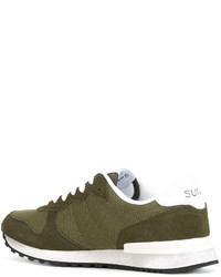 Мужские оливковые кожаные кеды от Sun 68