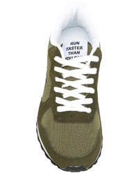 Мужские оливковые кожаные кеды от Sun 68