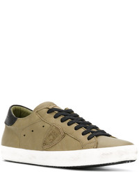 Мужские оливковые кожаные кеды от Philippe Model