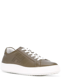 Мужские оливковые кожаные кеды от Hogan