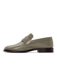 Мужские оливковые кожаные лоферы от Maison Margiela