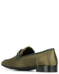 Мужские оливковые кожаные лоферы от Giuseppe Zanotti Design
