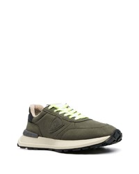 Мужские оливковые кожаные низкие кеды от Philippe Model Paris