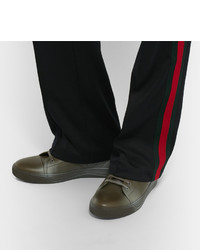 Мужские оливковые кожаные низкие кеды от Lanvin