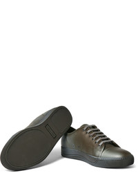 Мужские оливковые кожаные низкие кеды от Lanvin