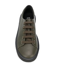 Мужские оливковые кожаные низкие кеды от Camper