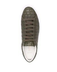 Мужские оливковые кожаные низкие кеды от Hide&Jack