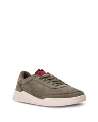 Мужские оливковые кожаные низкие кеды от Tommy Hilfiger