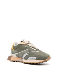 Мужские оливковые кожаные низкие кеды от Ghoud