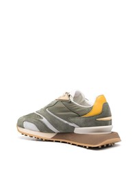 Мужские оливковые кожаные низкие кеды от Ghoud