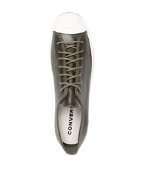 Мужские оливковые кожаные низкие кеды от Converse