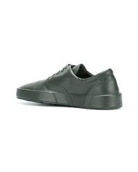 Мужские оливковые кожаные низкие кеды от Jil Sander