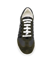 Мужские оливковые кожаные низкие кеды от DSQUARED2