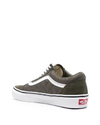 Мужские оливковые кожаные низкие кеды от Vans