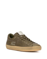 Мужские оливковые кожаные низкие кеды от Philippe Model