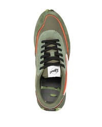 Мужские оливковые кожаные низкие кеды от Diesel