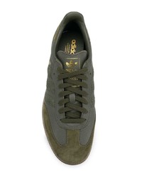 Мужские оливковые кожаные низкие кеды от adidas