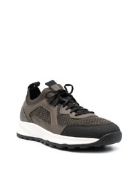 Мужские оливковые кожаные низкие кеды от Geox