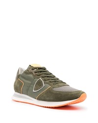 Мужские оливковые кожаные низкие кеды от Philippe Model Paris