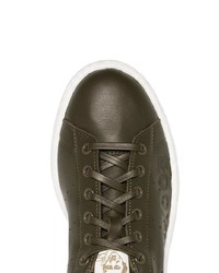 Мужские оливковые кожаные низкие кеды от adidas