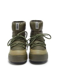 Мужские оливковые кожаные повседневные ботинки от Moon Boot