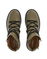 Мужские оливковые кожаные повседневные ботинки от Ferragamo