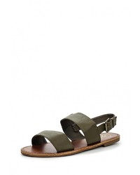 Оливковые кожаные сандалии на плоской подошве от Spurr