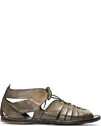 Мужские оливковые кожаные сандалии от Alexander McQueen