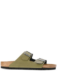 Мужские оливковые кожаные сандалии от Birkenstock
