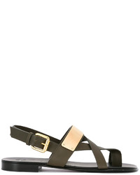 Мужские оливковые кожаные сандалии от Giuseppe Zanotti Design