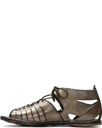 Мужские оливковые кожаные сандалии от Alexander McQueen