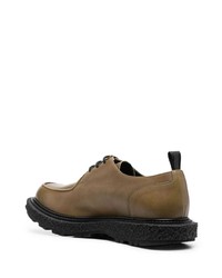 Оливковые кожаные туфли дерби от Officine Creative