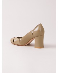 Оливковые кожаные туфли от Sarah Chofakian