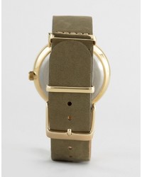 Мужские оливковые кожаные часы от Timex