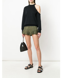 Женские оливковые кожаные шорты от Drome