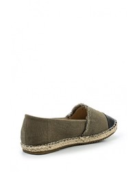 Женские оливковые кожаные эспадрильи от Queen Vivi