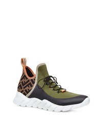 Мужские оливковые кроссовки от Fendi