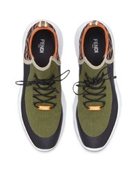 Мужские оливковые кроссовки от Fendi