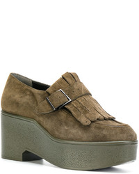 Женские оливковые лоферы от Robert Clergerie