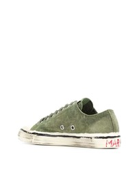 Мужские оливковые низкие кеды из плотной ткани от Marni