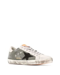 Мужские оливковые низкие кеды из плотной ткани от Golden Goose