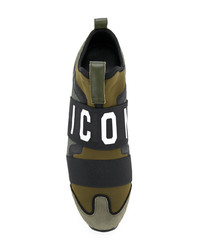 Мужские оливковые низкие кеды от DSQUARED2