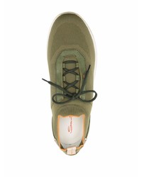 Мужские оливковые низкие кеды от Santoni