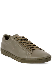 Мужские оливковые низкие кеды от Saint Laurent