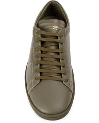 Мужские оливковые низкие кеды от Saint Laurent