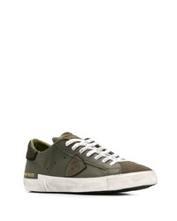 Мужские оливковые низкие кеды от Philippe Model Paris