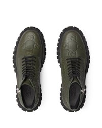 Мужские оливковые повседневные ботинки из плотной ткани от Gucci