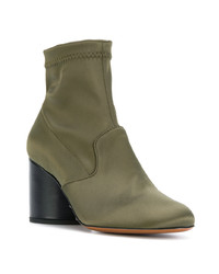 Оливковые сатиновые ботильоны от Clergerie