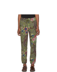 Мужские оливковые спортивные штаны с цветочным принтом от Noah NYC