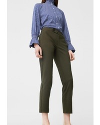 Оливковые узкие брюки от Mango